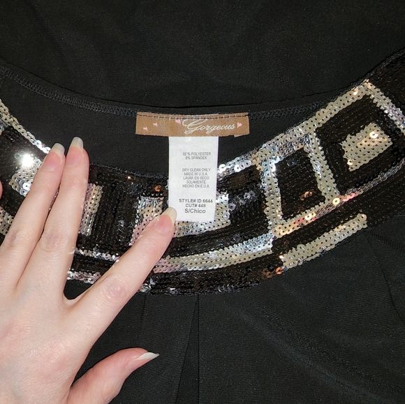 Small NWOT Black Dress with Sequin Detail - Picture 3 of 3